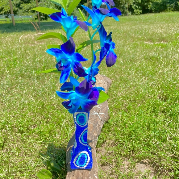 Handmade vintage blue Vase - Picture 4 of 5